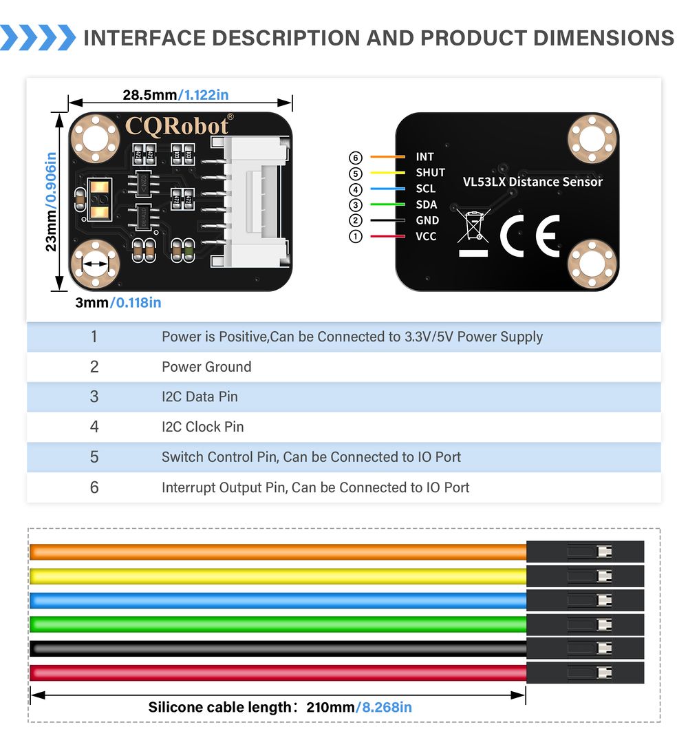 VL53L1X Distance Ranging Sensor SKU: CQRWX00744US - CQRobot-Wiki